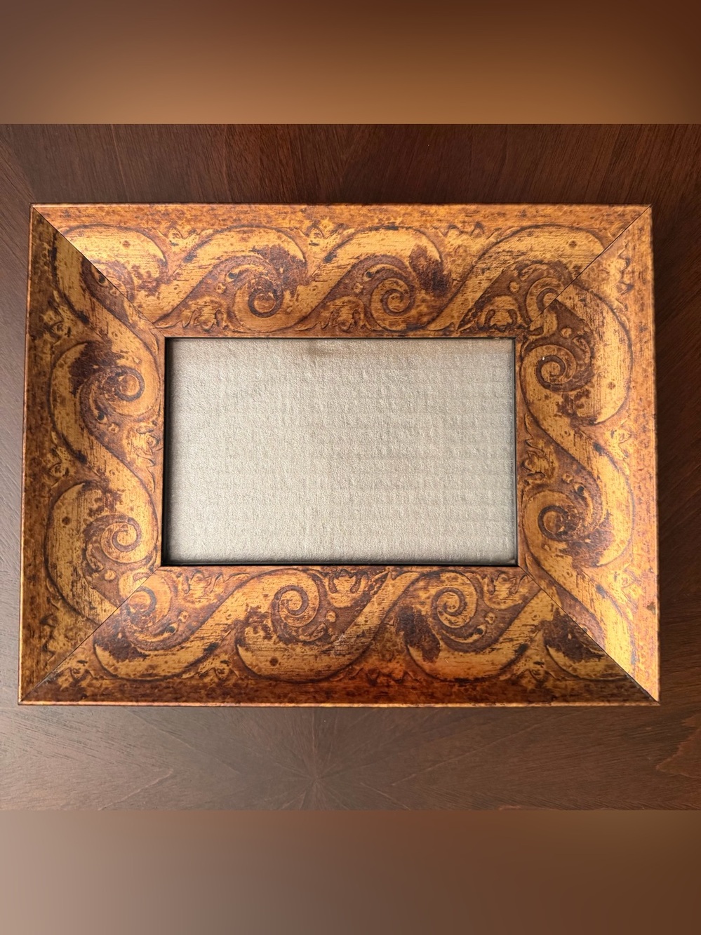 Ornate Scroll Photo Frame in Gold-Brown Finish